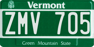 VT license plate ZMV705