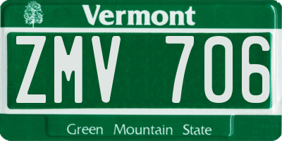 VT license plate ZMV706