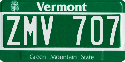 VT license plate ZMV707
