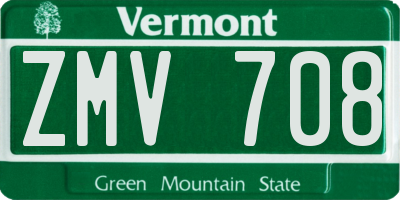 VT license plate ZMV708