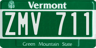 VT license plate ZMV711