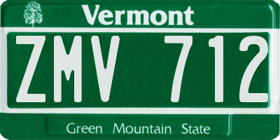 VT license plate ZMV712
