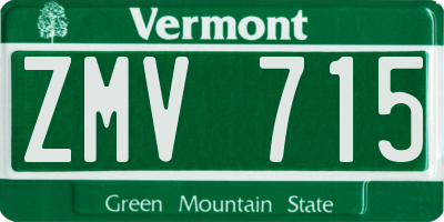 VT license plate ZMV715