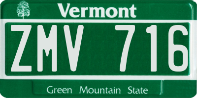 VT license plate ZMV716