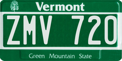 VT license plate ZMV720