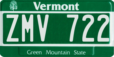 VT license plate ZMV722