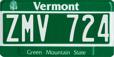 VT license plate ZMV724