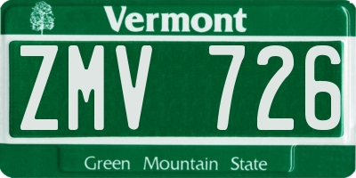 VT license plate ZMV726