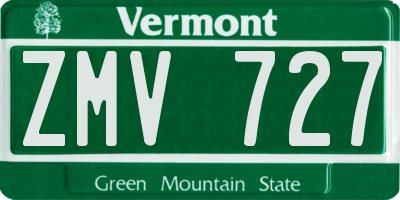 VT license plate ZMV727