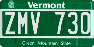 VT license plate ZMV730