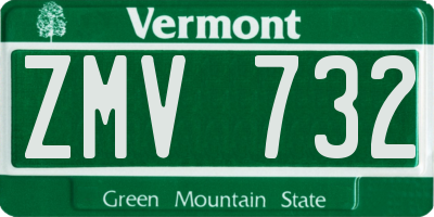 VT license plate ZMV732