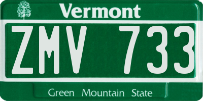 VT license plate ZMV733