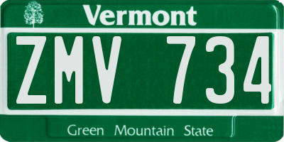 VT license plate ZMV734