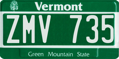 VT license plate ZMV735