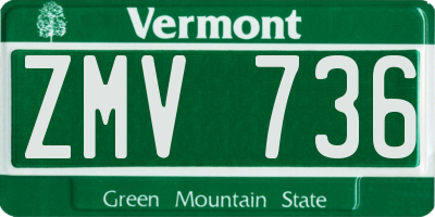 VT license plate ZMV736