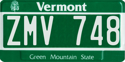 VT license plate ZMV748