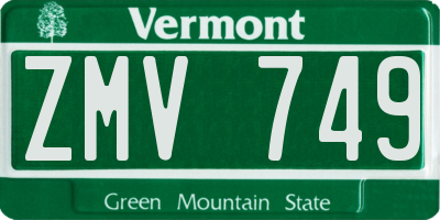 VT license plate ZMV749
