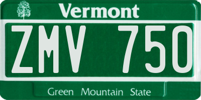 VT license plate ZMV750
