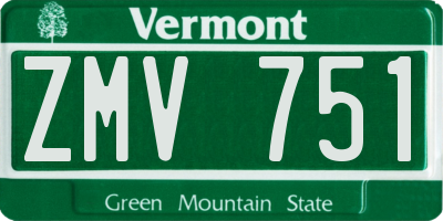 VT license plate ZMV751