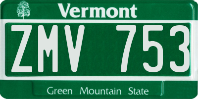 VT license plate ZMV753