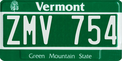 VT license plate ZMV754