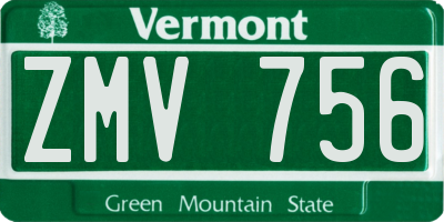 VT license plate ZMV756
