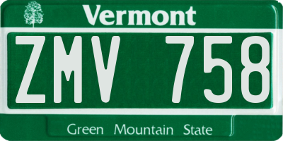VT license plate ZMV758