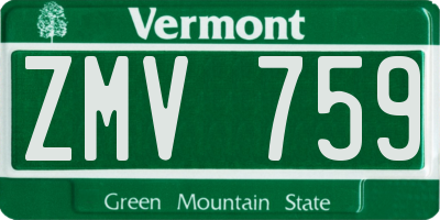 VT license plate ZMV759