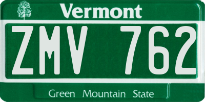 VT license plate ZMV762