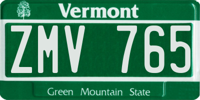 VT license plate ZMV765