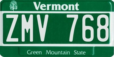 VT license plate ZMV768