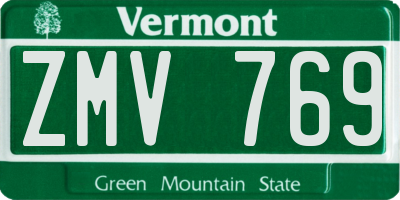VT license plate ZMV769