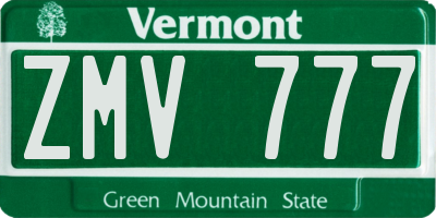 VT license plate ZMV777