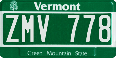 VT license plate ZMV778