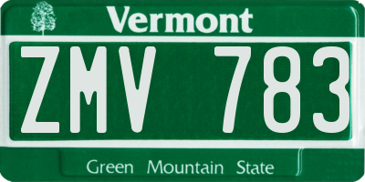 VT license plate ZMV783