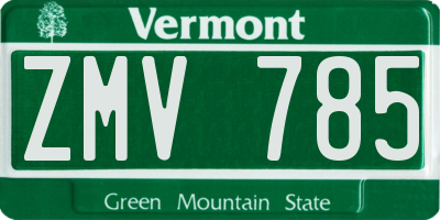 VT license plate ZMV785