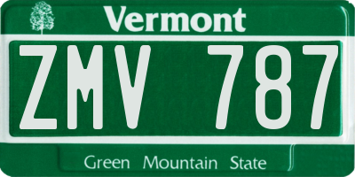VT license plate ZMV787
