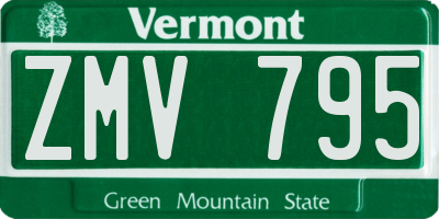 VT license plate ZMV795