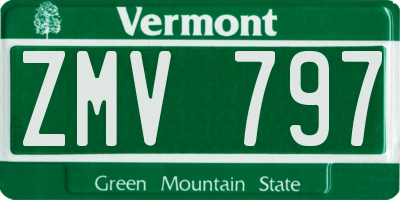 VT license plate ZMV797