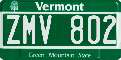 VT license plate ZMV802