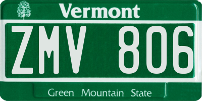 VT license plate ZMV806