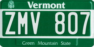 VT license plate ZMV807