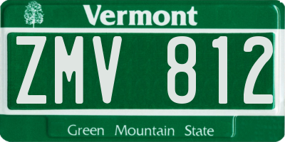 VT license plate ZMV812