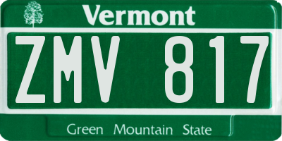 VT license plate ZMV817
