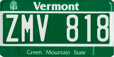 VT license plate ZMV818