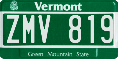 VT license plate ZMV819