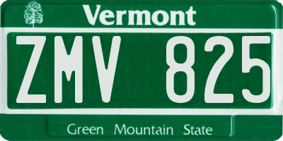 VT license plate ZMV825