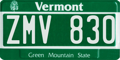 VT license plate ZMV830