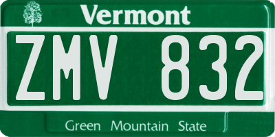 VT license plate ZMV832