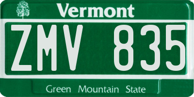 VT license plate ZMV835